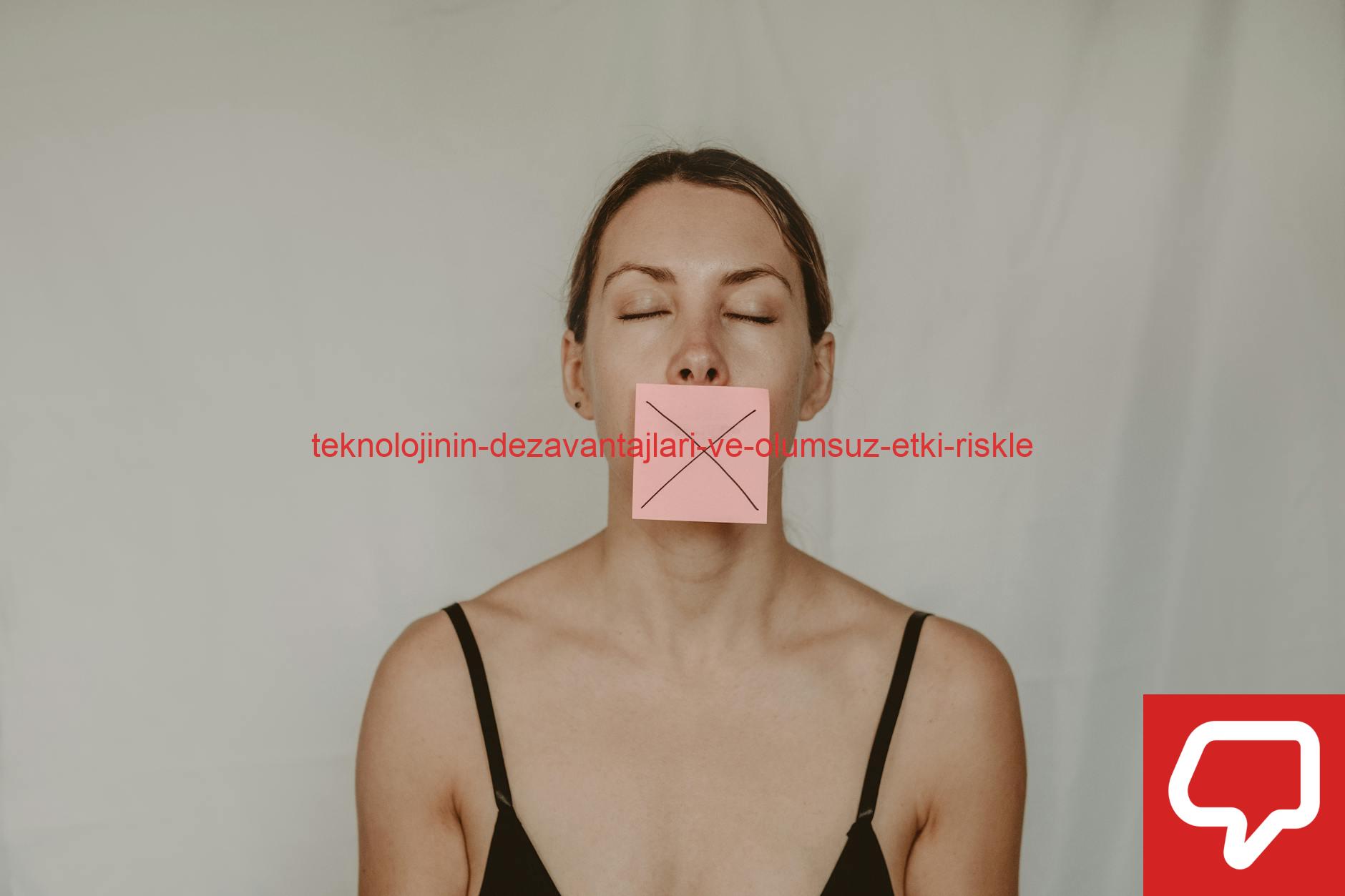 Young slender woman with closed eyes and mouth covered with sticky note showing cross on white background