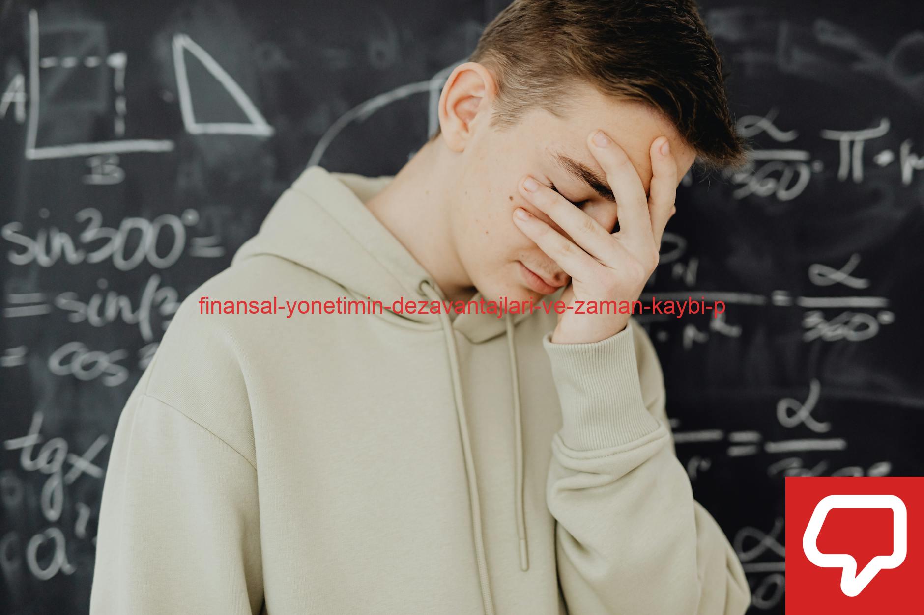 Young man overwhelmed by mathematical calculations on a blackboard in a classroom setting.